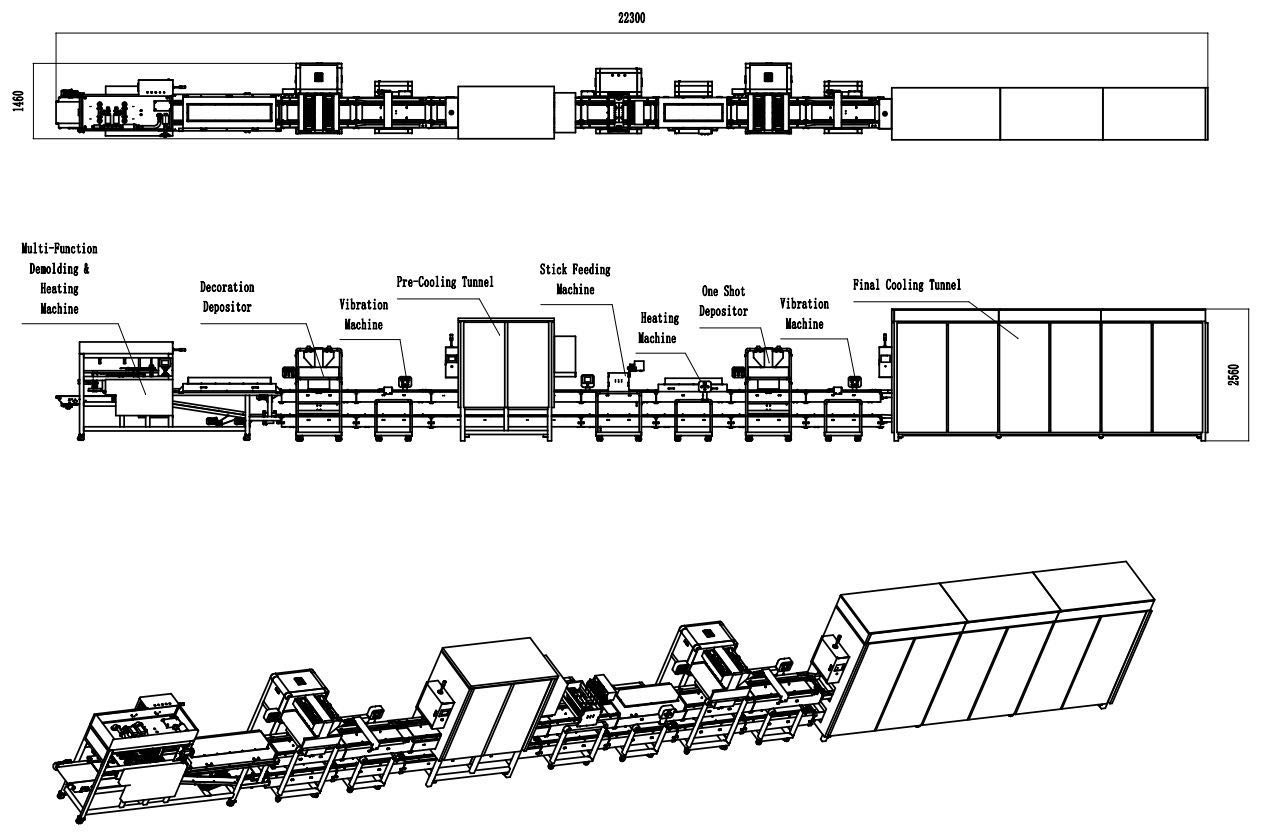 Decoration lollipop chocolate line