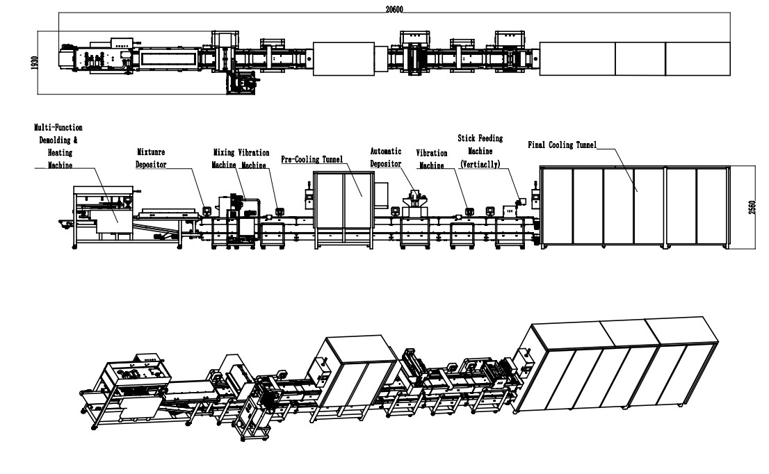 2. Mixture & 2 colors Ice cream Stick chocolate line
