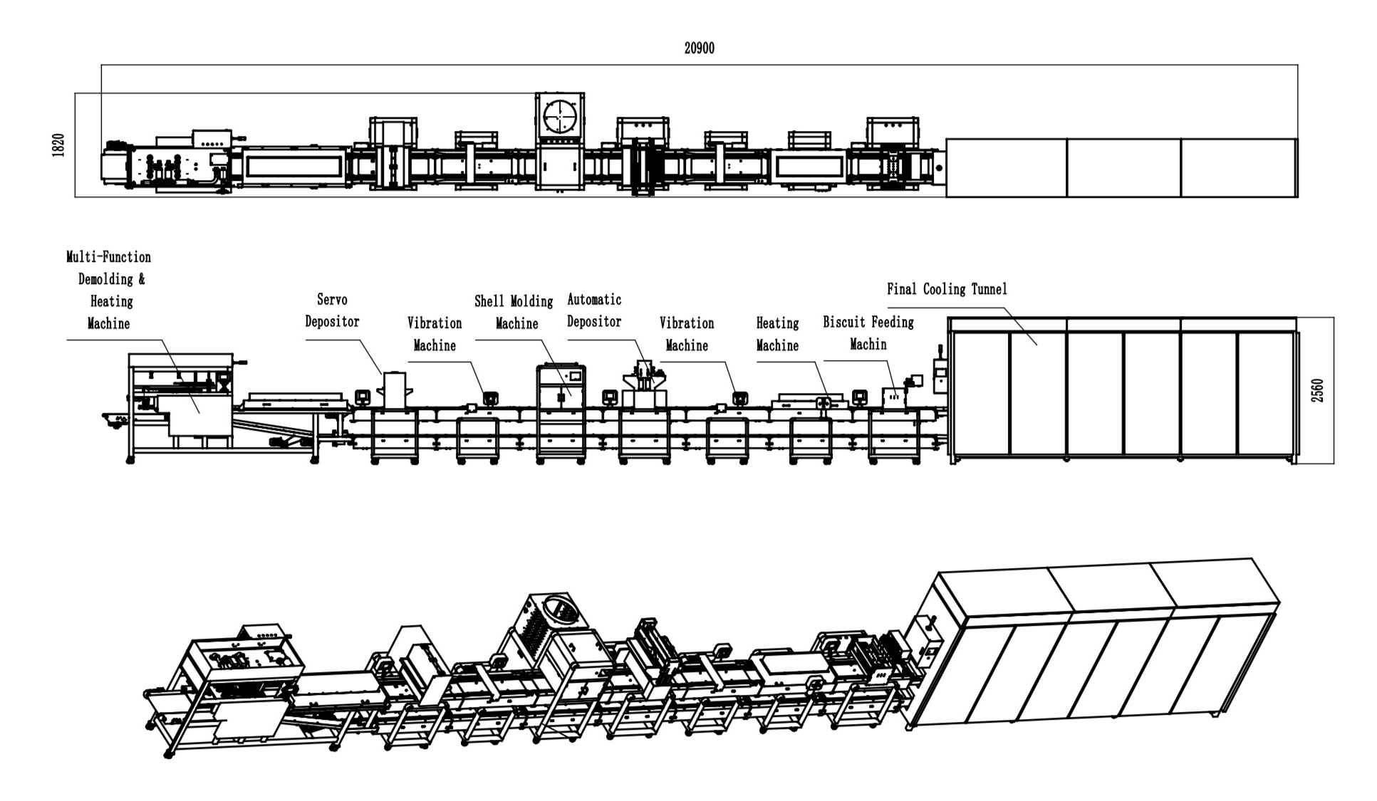 FILLING & Biscuit chocolate shell molding line