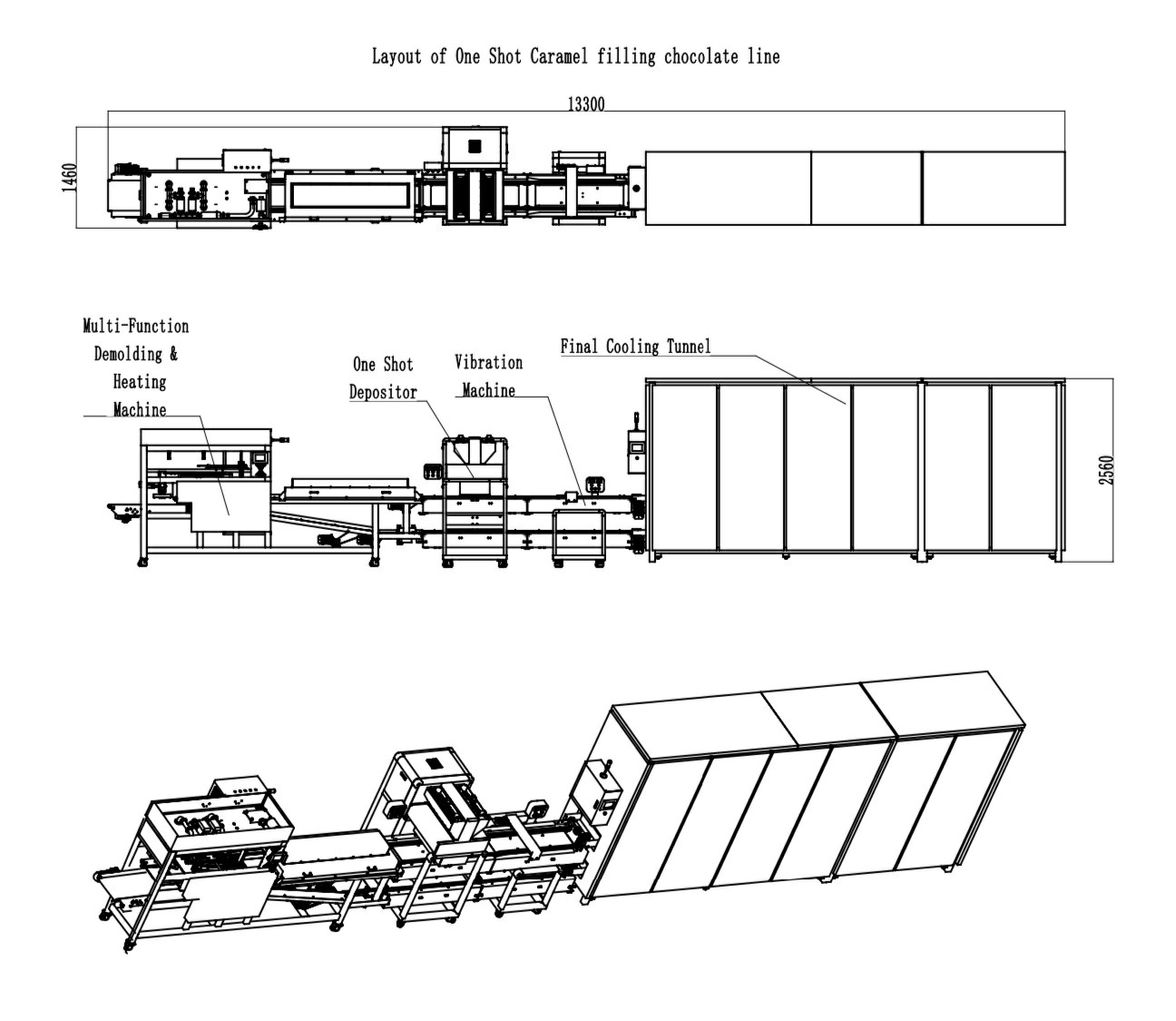 One Shot more fillings chocolate line & TRAYING